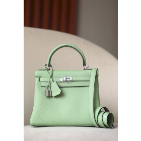 Hermes Kelly 28 Togo Etoupe (18) Palladium Hardware Green