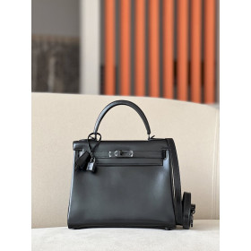 Hermes Kelly 32 Togo Chai (0M) Palladium Hardware Black
