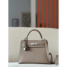 Hermes Kelly 25 Epsom Sienne (4E) Palladium Hardware Dark Beige
