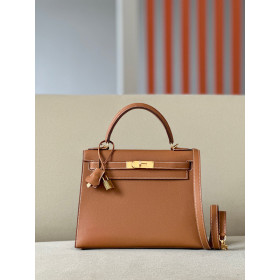 Hermes Kelly 25 Swift Blue Atoll(3P) Gold Hardware Brown