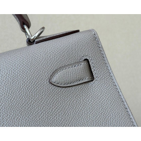 Hermes Kelly 25 Swift Chai (0M) Palladium Hardware Grey