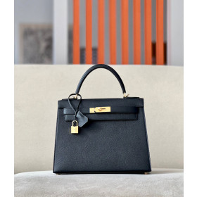 Hermes Kelly 32 Box Rouge H (55) Gold Hardware Black