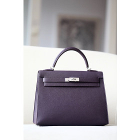 Hermes Kelly 32 Epsom Vert Criquet(3I) Gold Hardware Dark Purple