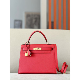 Hermes Kelly 25 Swift Rose Sakura (3Q) Palladium Hardware Red
