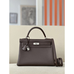 Hermes Kelly 25 Togo Graphite (88) Gold Hardware Dark Brown