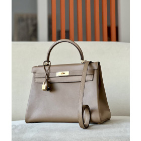Hermes Kelly 25 Swift Mauve Pale (09) Palladium Hardware Elephant Grey