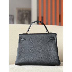Hermes Kelly 25 Togo Feu (9J) Gold Hardware Black