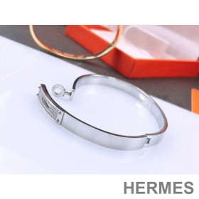Hermes Kelly Crystal Bracelet Silver