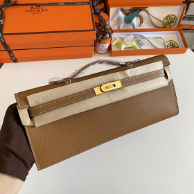 Hermes Kelly Cut 31 Epsom Anemone (P9) Palladium Hardware Brown