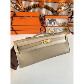 Hermes Kelly Cut 31 Epsom bambou (1K) Palladium Hardware Dark Beige