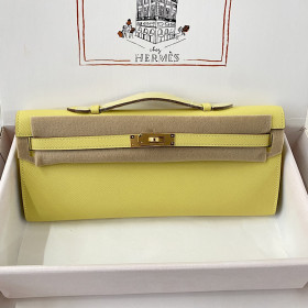Hermes Kelly Cut 31 Epsom Vert Criquet (3I) Gold Hardware Yellow