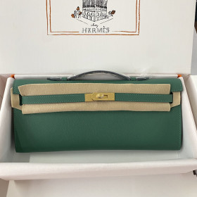 Hermes Kelly Cut 31 Swift Craie (10) Gold Hardware Dark Green