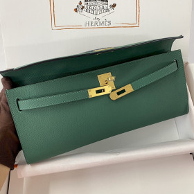 Hermes Kelly Cut 31 Swift Craie (10) Gold Hardware Dark Green