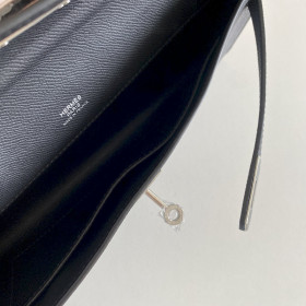 Hermes Kelly Cut 31 Epsom Blue Saphir (73) Gold Hardware Dark Brown
