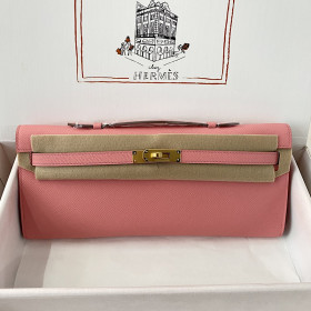 Hermes Kelly Cut 31 Swift Etoupe (18) Palladium Hardware Pink