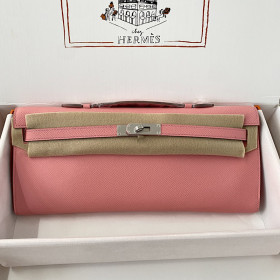 Hermes Kelly Cut 31 Epsom Craie (10) Palladium Hardware Pink