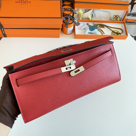 Hermes Kelly Cut 31 Epsom Etoupe (18) Gold Hardware Red