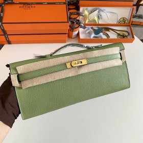 Hermes Kelly Cut 31 Epsom Etoupe (18) Palladium Hardware Green