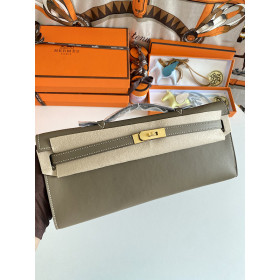 Hermes Kelly Cut 31 Epsom Gris Tourterelle (81) Palladium Hardware Olive Green