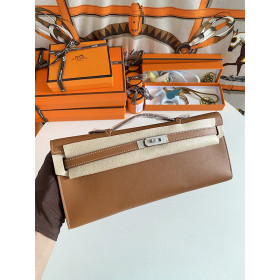 Hermes Kelly Cut 31 Epsom Nior (89) Palladium Hardware Brown