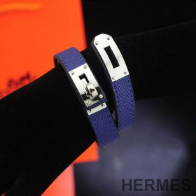 Hermes Kelly Double Tour Bracelet Epsom Calfskin Blue