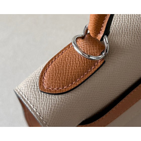 Hermes Kelly 25 Togo Gris Asphalte (M8) Palladium Hardware Beige