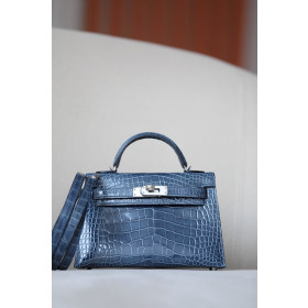 Hermes 24/24 Mini 21 Evercolor And Swift Nior (89) Gold Hardware Blue
