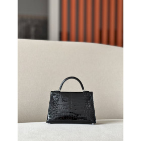Hermes Kelly Mini Alligator Black Encre (M3) Palladium Hardware
