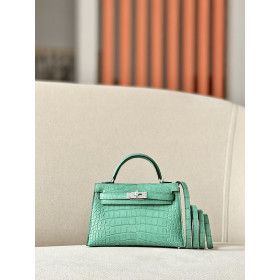 Hermes Kelly Mini Alligator Nior (89) Gold Hardware Green