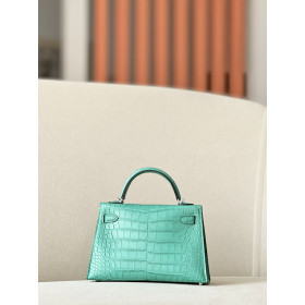 Hermes Kelly Mini Alligator Nior (89) Gold Hardware Green