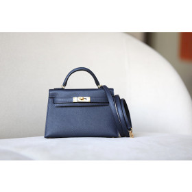 Hermes In-The-Loop 18 Swift Vermillon (5E) Palladium Hardware Navy Blue