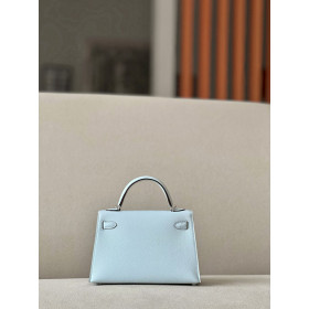Hermes Jypsiere 28 Clemence Gris Meyer(0L) Palladium Hardware Light Blue