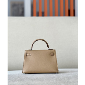 Hermes Kelly Mini Alligator Vert Comics (0Z) Palladium Hardware Dark Beige