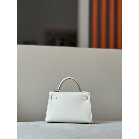 Hermes Kelly Mini Alligator Bleu Izmir (7W) Gold Hardware White