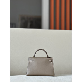 Hermes Kelly Mini Alligator Mimosa (M9) Palladium Hardware Dark Beige