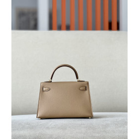 Hermes Kelly Mini Alligator Vert Emeraude (6Q) Gold Hardware Dark Beige