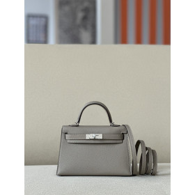 Hermes Kelly Mini Alligator Rose Sheherazade (J5) Palladium Hardware Grey