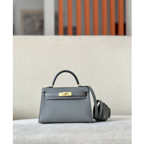 Hermes Kelly Mini Alligator Vert Emeraude (6Q) Palladium Hardware Grey