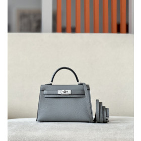 Hermes Kelly Mini Alligator Vert Fonce (67) Gold Hardware Grey