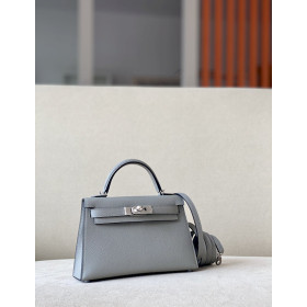 Hermes Kelly Mini Alligator Vert Jade (O6) Palladium Hardware Grey