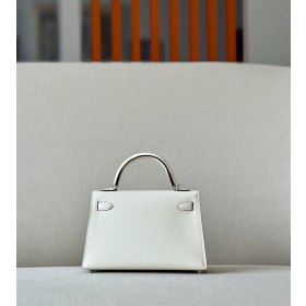 Hermes Kelly Mini Epsom Bougainviuier (A5) Palladium Hardware White