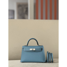 Hermes Kelly Mini Epsom Blue Glacier (8U) Gold Hardware Blue
