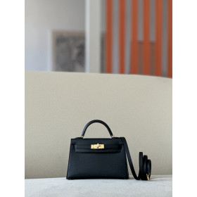 Hermes Kelly Mini Epsom Blue Nuit (2Z) Gold Hardware Black