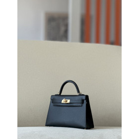 Hermes Kelly Mini Epsom Blue Nuit (2Z) Gold Hardware Black