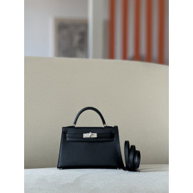 Hermes Kelly Mini Epsom Craie (10) Gold Hardware Black