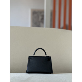 Hermes Kelly Mini Epsom Craie (10) Gold Hardware Black