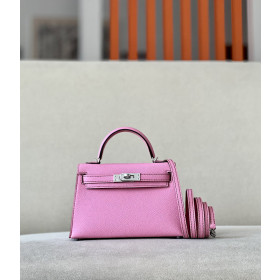 Hermes Kelly Mini Epsom Chai (0M) Palladium Hardware Pink