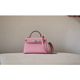Hermes 24/24 Mini 21 Evercolor And Swift Etoupe (18) Gold Hardware Light Pink
