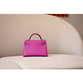 Hermes Kelly Mini Epsom (S4) Palladium Hardware Rose Pink