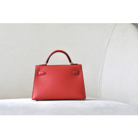 Hermes Kelly Mini Epsom Gold (37) Palladium Hardware Red